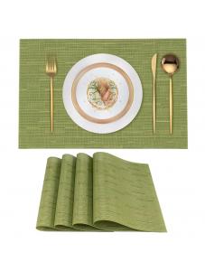 VCVCOO Sage Green Placemats Set of 4 - Heat Resistant Non-Slip Place mats for Dining Table, Washable Durable PVC Vinyl W