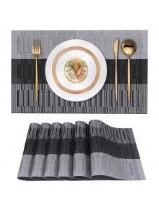 VCVCOO Placemats Set of 6 - Wipeable Heat Resistant Non-Slip Place Mats for Indoor/Outdoor Dining, Washable PVC Vinyl Wo