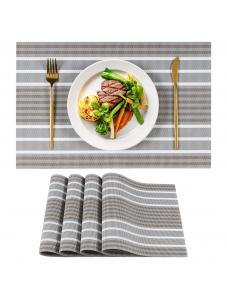 VCVCOO Woven Placemats Set of 4, Heat Resistant Plastic Place Mats Washable Wipeable Vinyl Placemat Dining Table Mats Gr
