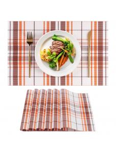 VCVCOO Plaid Fall Placemats Set of 6, Wipeable Washable Halloween Seasonal Non-Slip Table Mats Plastic Place Mats for Pa