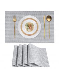 VCVCOO Placemats Set of 4 - Heat Resistant Non-Slip Placemats for Dining Table, Washable Wipeable PVC Vinyl Woven Table 
