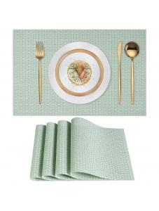 VCVCOO Green Placemats Set of 4 - Easy Clean Washable Vinyl Placemats, Wipeable Heat Resistant Table Mats for Dining Tab