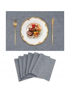 VCVCOO Cloth Placemats Set of 6, Linen Fabric Placemats Machine Washable Placemats Heat Resistant Thick Polyester Kitche