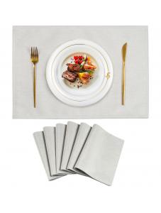 VCVCOO Cloth Placemats Set of 6, Machine Washable Durable Linen Table Mats, Heat Resistant Fabric Placemats Wrinkle Free