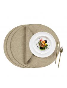 VCVCOO Set of 4 Cloth Placemats Round, 15 inch Soft Linen Fabric Machine Washable Placemats, Heat Resistant Table Mats f