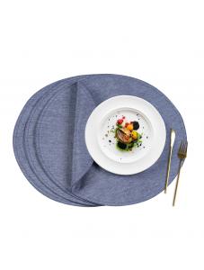 VCVCOO Linen Placemats Set of 4, 15 inch Round Machine Washable Cloth Placemats Fabric Place Mats Heat Resistant Table M
