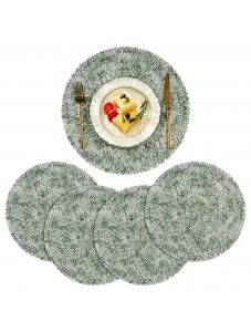 VCVCOO Round Braided Placemats Set of 4 Table Mats for Dining Tables Woven Washable Place Mats 15 inch Green