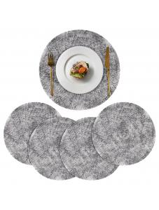VCVCOO Set of 4 Placemat Round Braided Placemats 15 inch Table Mats for Dining Table Gray Woven Heat Resistant Place Mat
