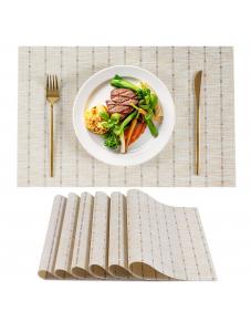 VCVCOO Placemats Set of 6 Plastic Woven Place Mats for Kitchen Table Indoor/Outdoor Washable Placemat Wipeable Dining Ta