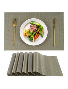 VCVCOO Placemats Set of 6 - Easy Clean Woven Vinyl Placemats for Dining Table, Indoor/Outdoor Place Mats, Washable PVC T