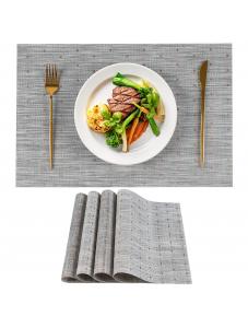 VCVCOO Placemats Set of 4,Durable Placemats for Dining Table,Washable Woven Plastic/Vinyl Kitchen Placemats Gray