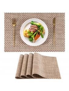 VCVCOO Placemats Set of 4 - Woven Heat Resistant Place Mats, Washable Plastic/Vinyl Table Mats for Kitchen Dining Party 
