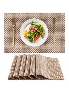VCVCOO Placemats Set of 6, Durable Placemats for Dining Table, Washable Woven Vinyl Kitchen Placemats Coffee