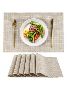 VCVCOO Plastic/Vinyl Placemats Set of 6 - Woven Heat Resistant Place Mats, Washable Indoor/Outdoor Table Mats for Kitche