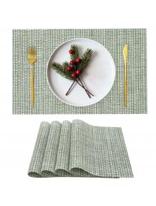 VCVCOO Green Christmas Placemats Set of 4, Washable Wipeable Place Mats Vinyl Woven Table Mats Heat Resistant Placemat f