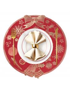 VCVCOO Round Placemats Set of 4 Red Christmas Table Mats for Dining Tables Washable Non-Slip Elk Xmas Place Mats 15 inch